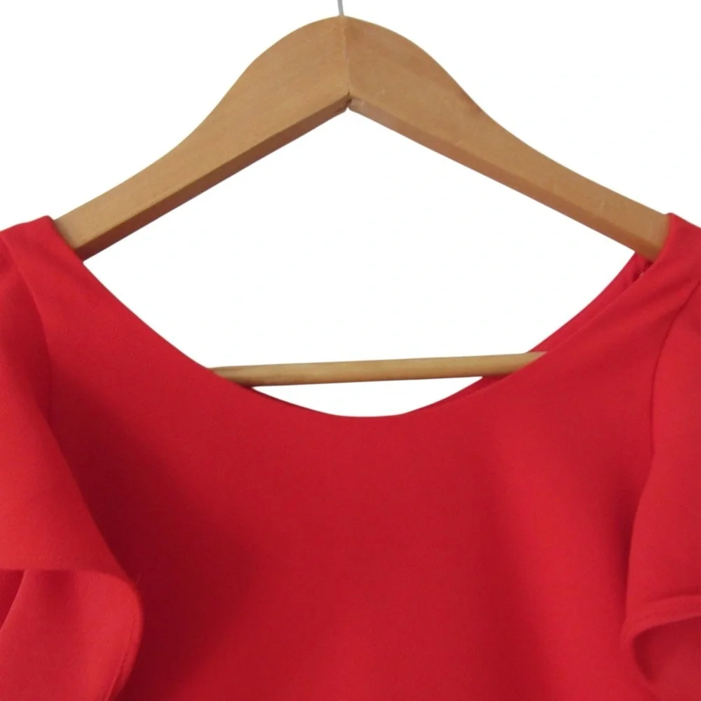 J Crew Sleeveless Ruffle Jumpsuit In 365 Crepe 6 Red Open Back Ankle Length - Picture 2 of 12